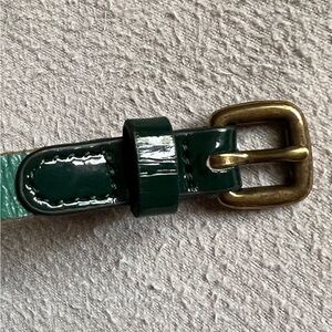 JCrew Green Leather Belt with Gold Buckle